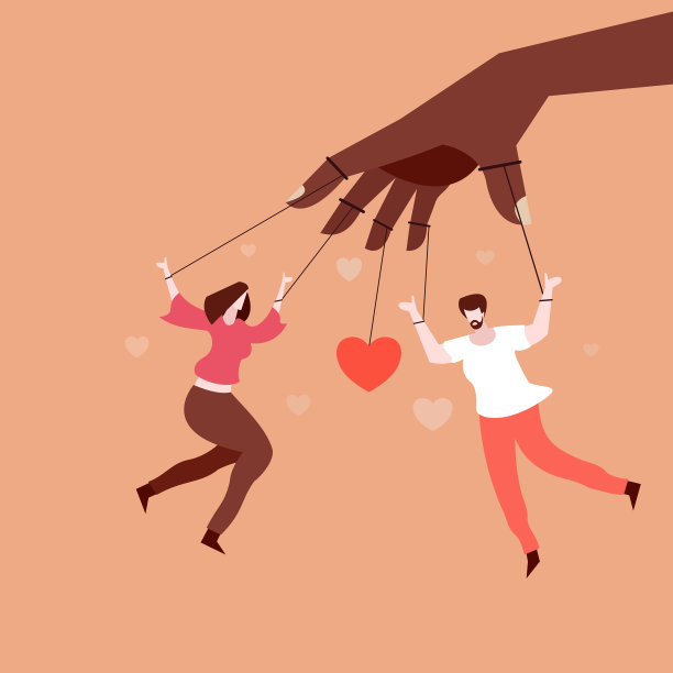 木偶师的手控制着连接在绳子上的男人和女人图片下载