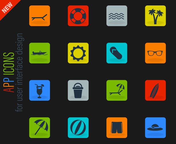 海滩上简单的图标图片下载