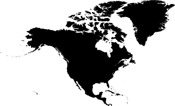 北美黑色轮廓等高线地图图片下载