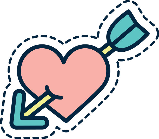 可爱的心形用箭头线填充样式的图标图片下载