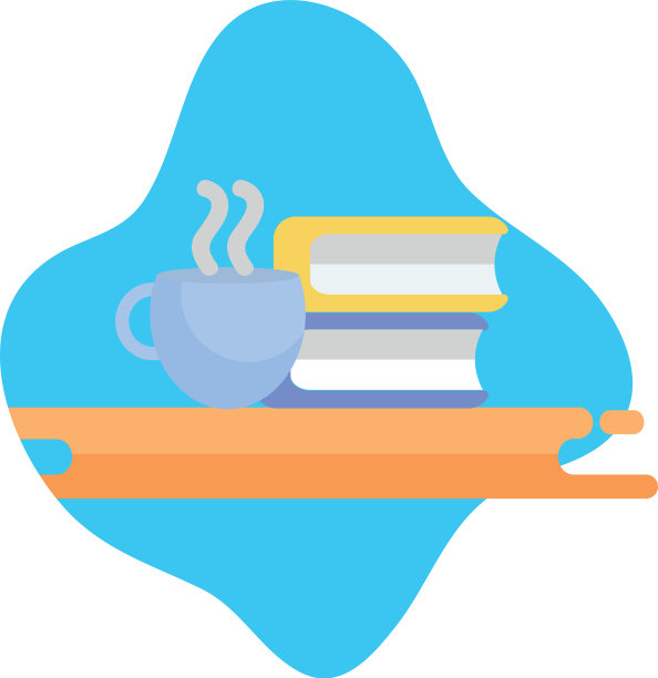 孤立教育书籍和咖啡杯平块图片下载