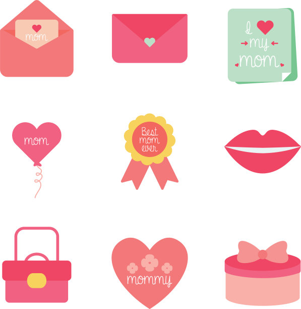 母亲节快乐平风格图标集图片下载
