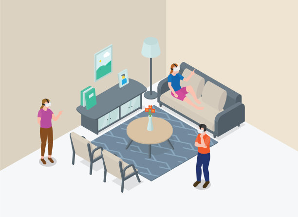 人们在客厅里玩Vr技术图片下载