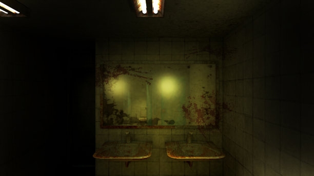 医院的恐怖厕所。3d渲染图片下载