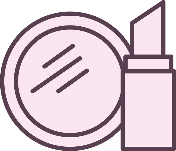 孤立的口红和镜子线风格图标图片下载