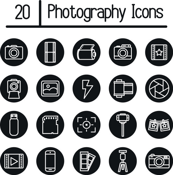 20摄影线块风格图标集图片下载