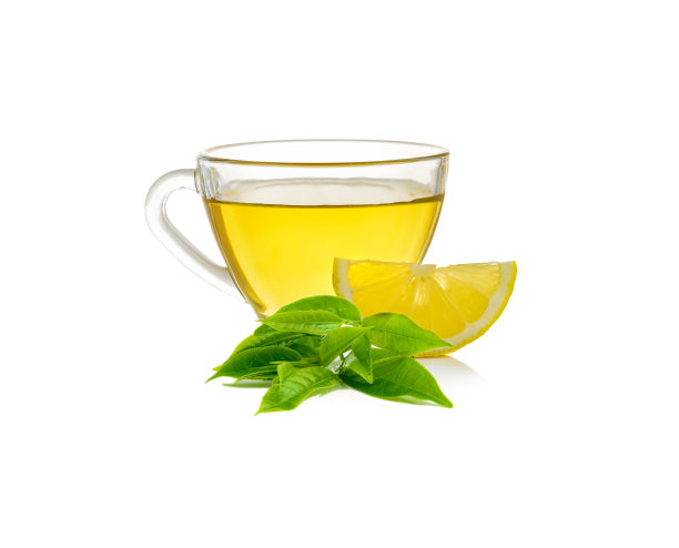 一杯柠檬茶和薄荷在白色的背景图片下载