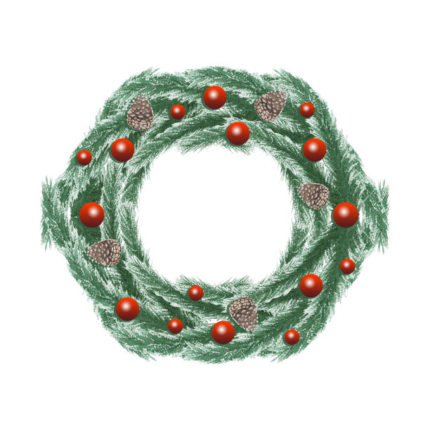 水彩圣诞花环图片下载