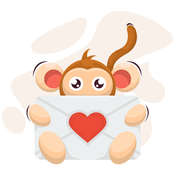 可爱的猴子与信封爱卡通图片下载