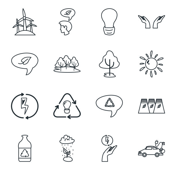 孤立生态线条风格图标集设计图片下载