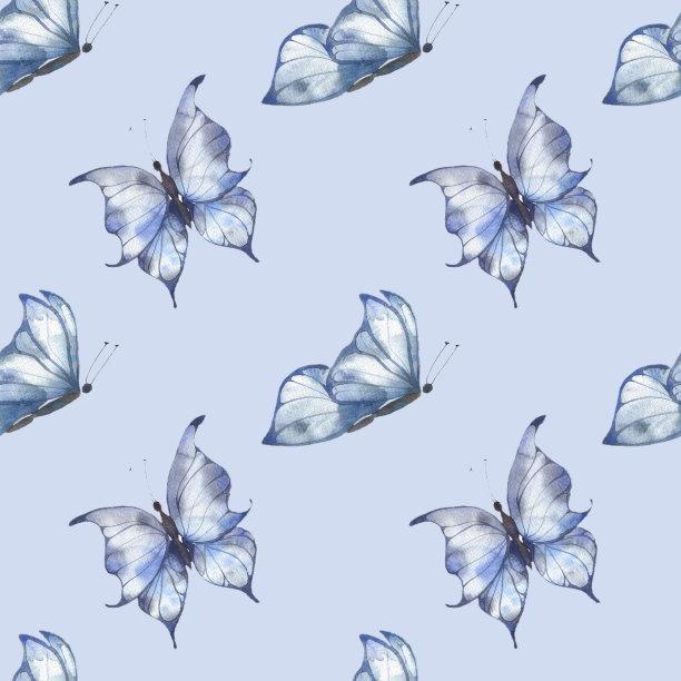 无缝水彩图案与蝴蝶图片下载