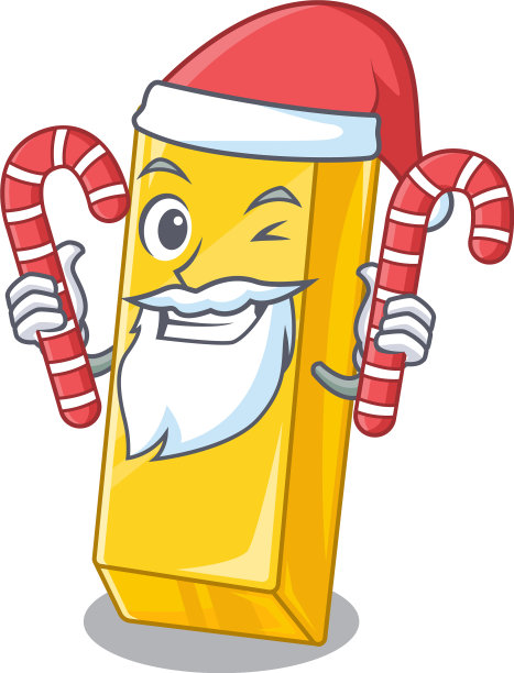 金条卡通人物穿着圣诞老人的服装图片下载