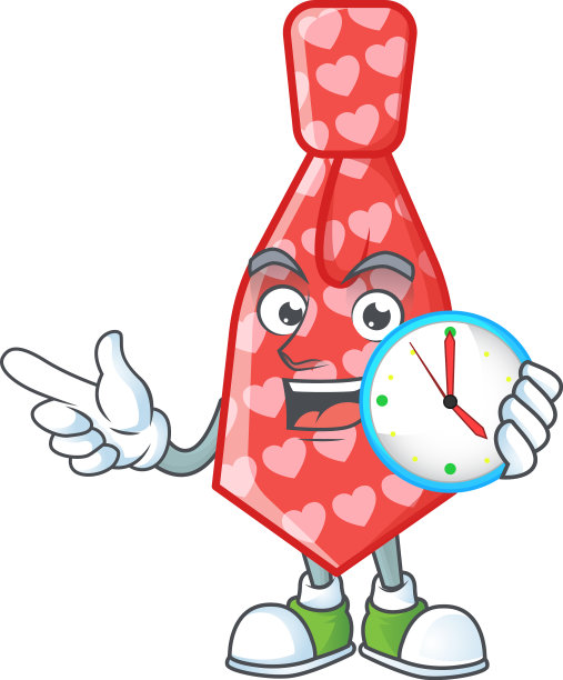 卡通人物风格红爱带钟图片下载