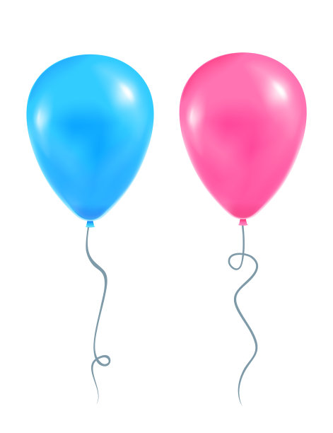 两个气球蓝色和粉红色图片下载