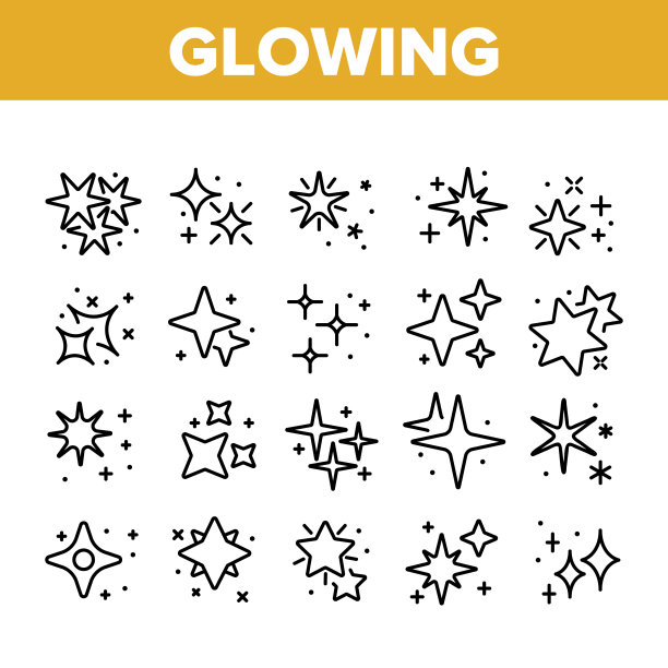 发光发光的星星收集图标集图片下载