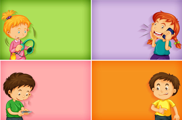 简单的背景与快乐的男孩和女孩使用图片下载