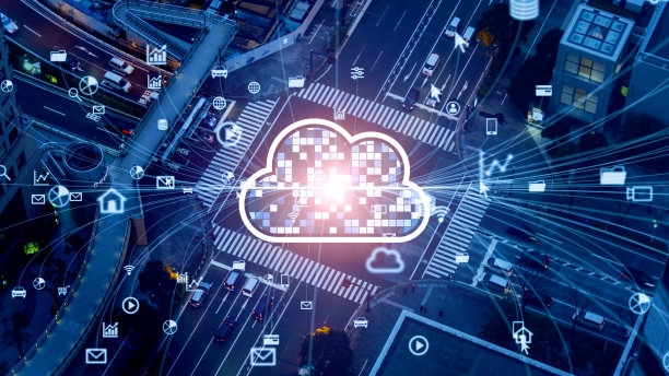 交通和技术概念。智能交通系统。云计算。图片下载