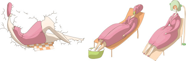 裹着浴袍的女人坐在水疗沙龙和图片下载