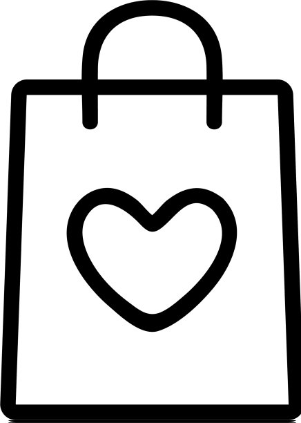 包装和心脏图标孤立轮廓图片下载