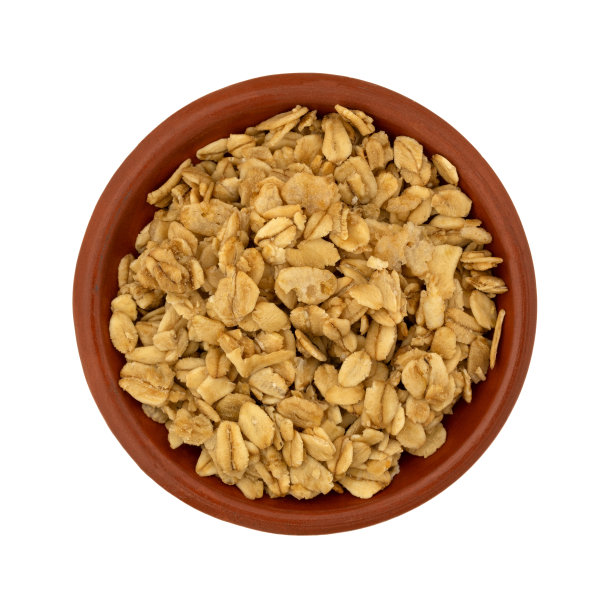 俯视图一个碗装满了红糖燕麦麦片图片下载