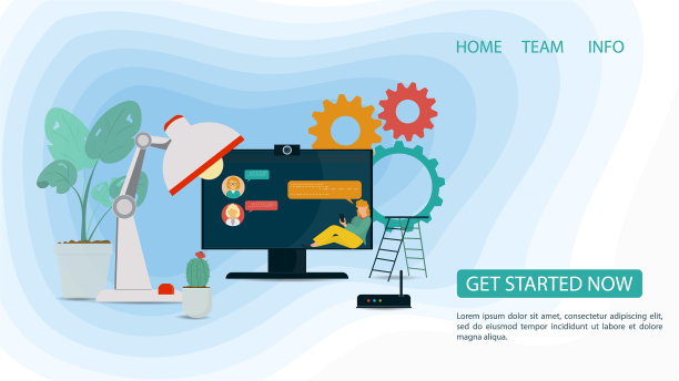 小个子男人女人坐在显示器上领导图片下载