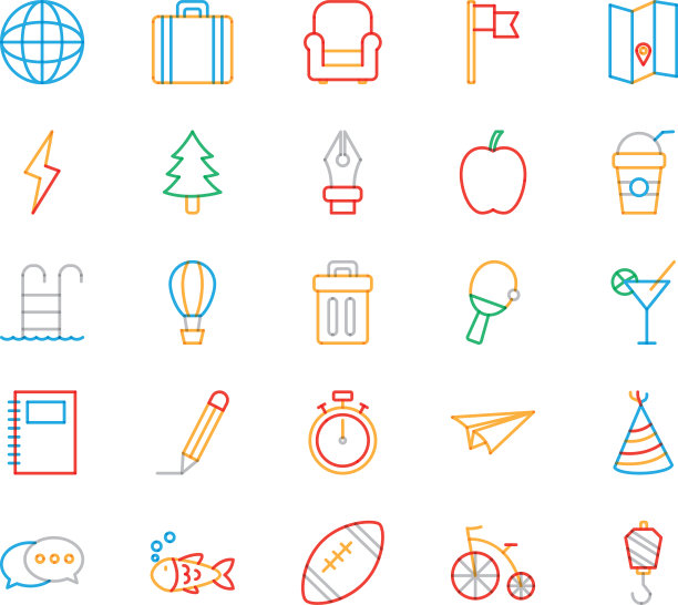 对象多线条样式图标集设计图片下载