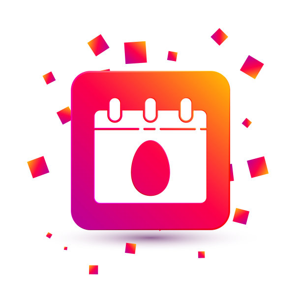 白色日历与复活节彩蛋图标孤立图片下载