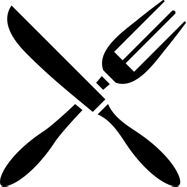 勺子和叉子黑色图标概念图片下载