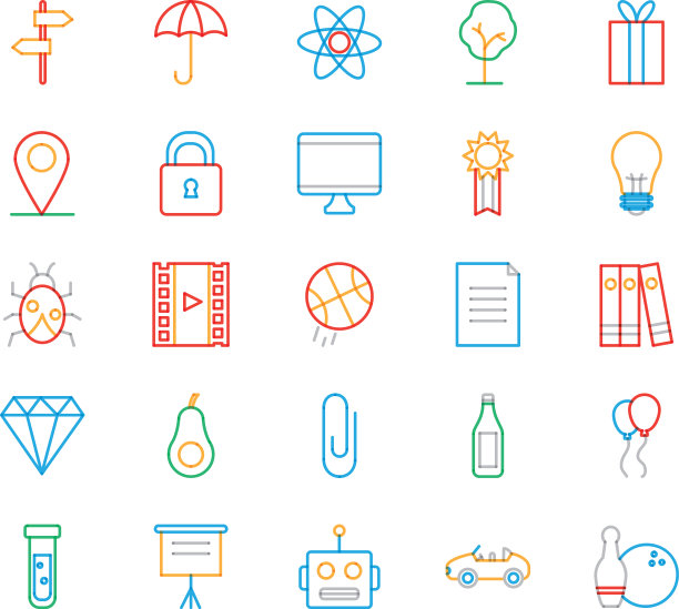 对象多线条样式图标集设计图片下载