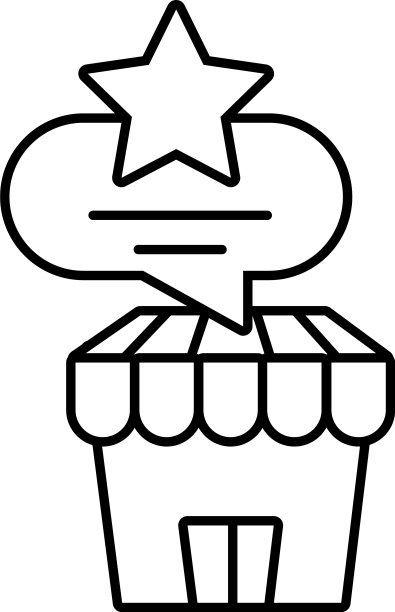 白色背景上的条纹帐篷店面图片下载