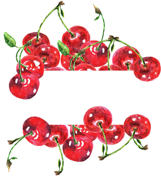 水彩樱桃框架图片下载