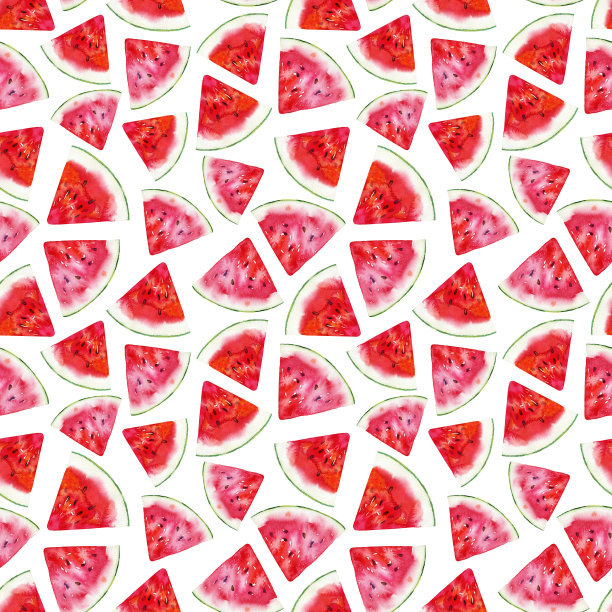 水彩水果模式。无缝的水彩插图。鲜艳的壁纸，织物，包装纸设计。水彩背景西瓜插图图片下载