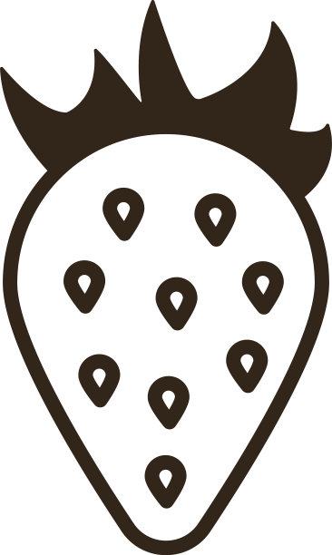草莓上的白色背景线风格图标图片下载