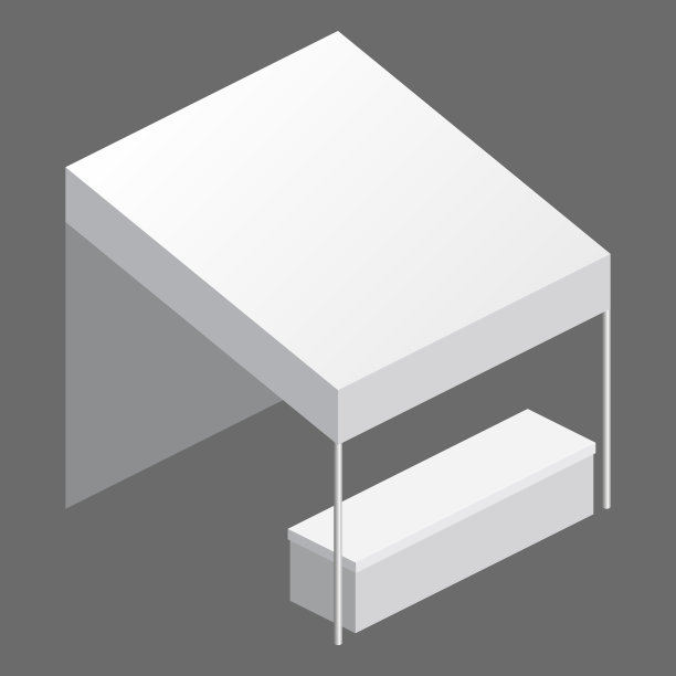 帐篷贸易活动等距，促销户外广告棚移动。模板矢量孤立插图图片下载