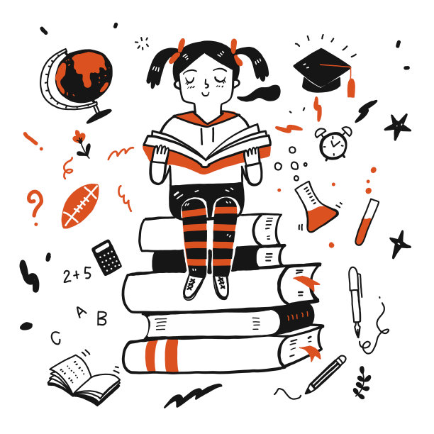 年轻的学生女孩读书图片下载