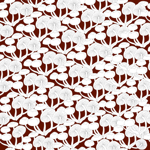 纺织品无缝图案与牛肝菌在一个红色的背景。无尽的图案用于装饰和设计。矢量图图片下载