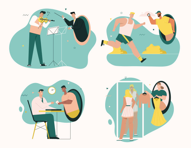 矢量人物插画在线服务，隐喻场景瞬间传送图片下载