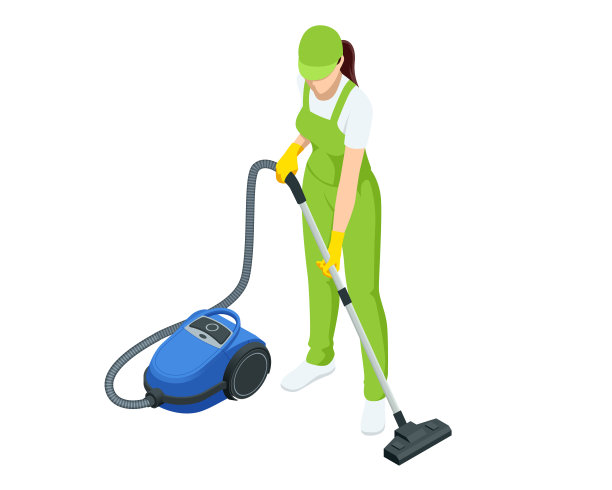 等长女性与不同类型的真空吸尘器隔离在白色背景。清洗和保洁服务理念。消毒和清洁。图片下载