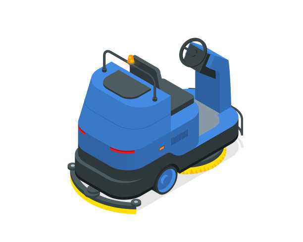 等距地板洗衣机隔离在白色背景。地板护理和清洁服务。图片下载