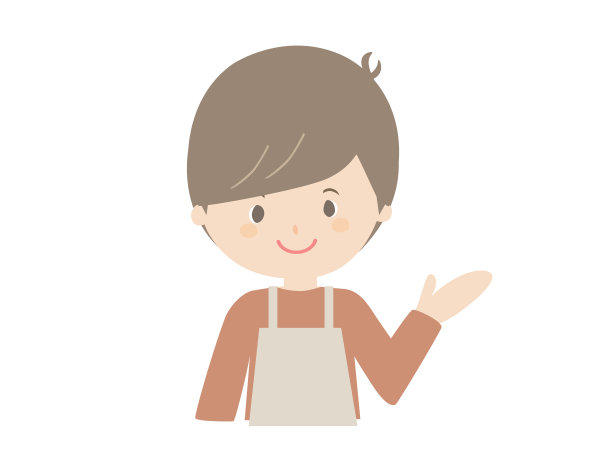 戴着围裙的年轻男子插画图片下载