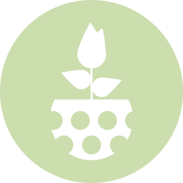 可爱的花朵与盆栽块和平面风格的图标图片下载