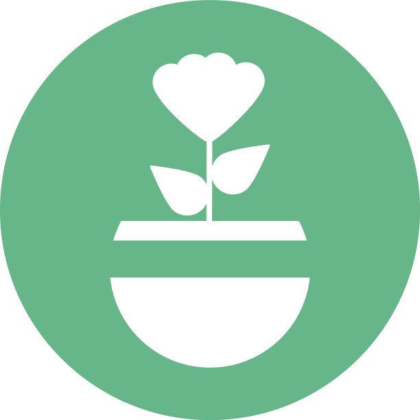 可爱的花朵与盆栽块和平面风格的图标图片下载