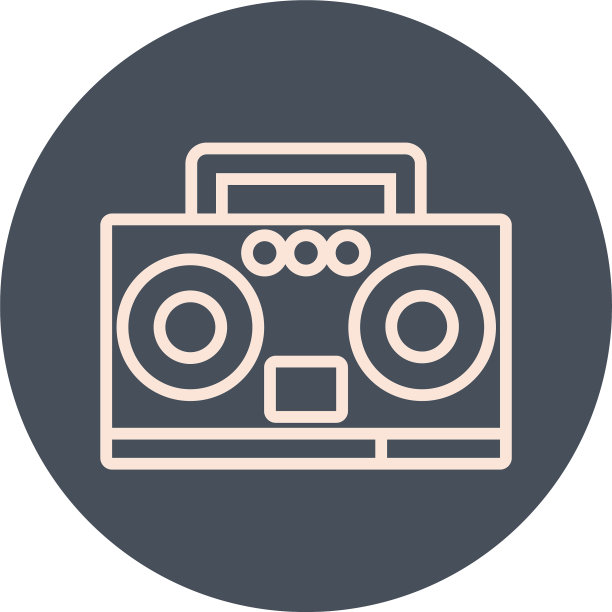 广播音乐播放器块和线图标图片下载