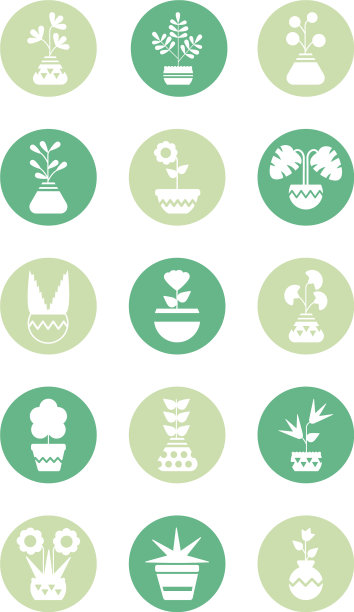盆栽盆栽植物图标集图片下载