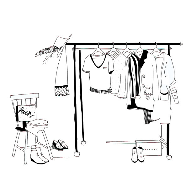 室内衣架的轮廓图，用等高线手绘插画图片下载