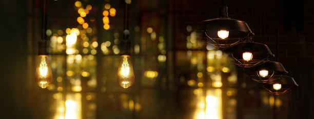 黑色灯灯在酒吧和酒吧内部的横幅背景在发光的夜晚聚会图片下载