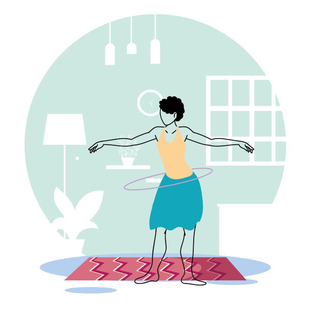 妇女在家接受隔离培训图片下载