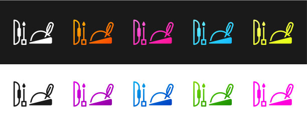 设置罗宾汉帽子与羽毛，弓和箭头图标孤立在黑色和白色的背景。向量图片下载