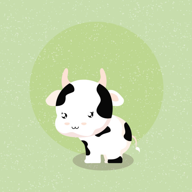 卡通牛与框圆形图片下载