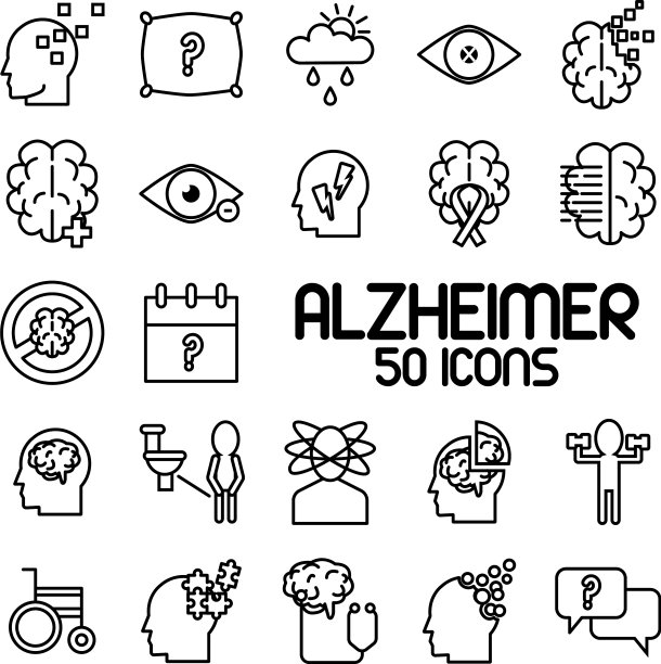 捆绑老年痴呆症图标和字母图片下载